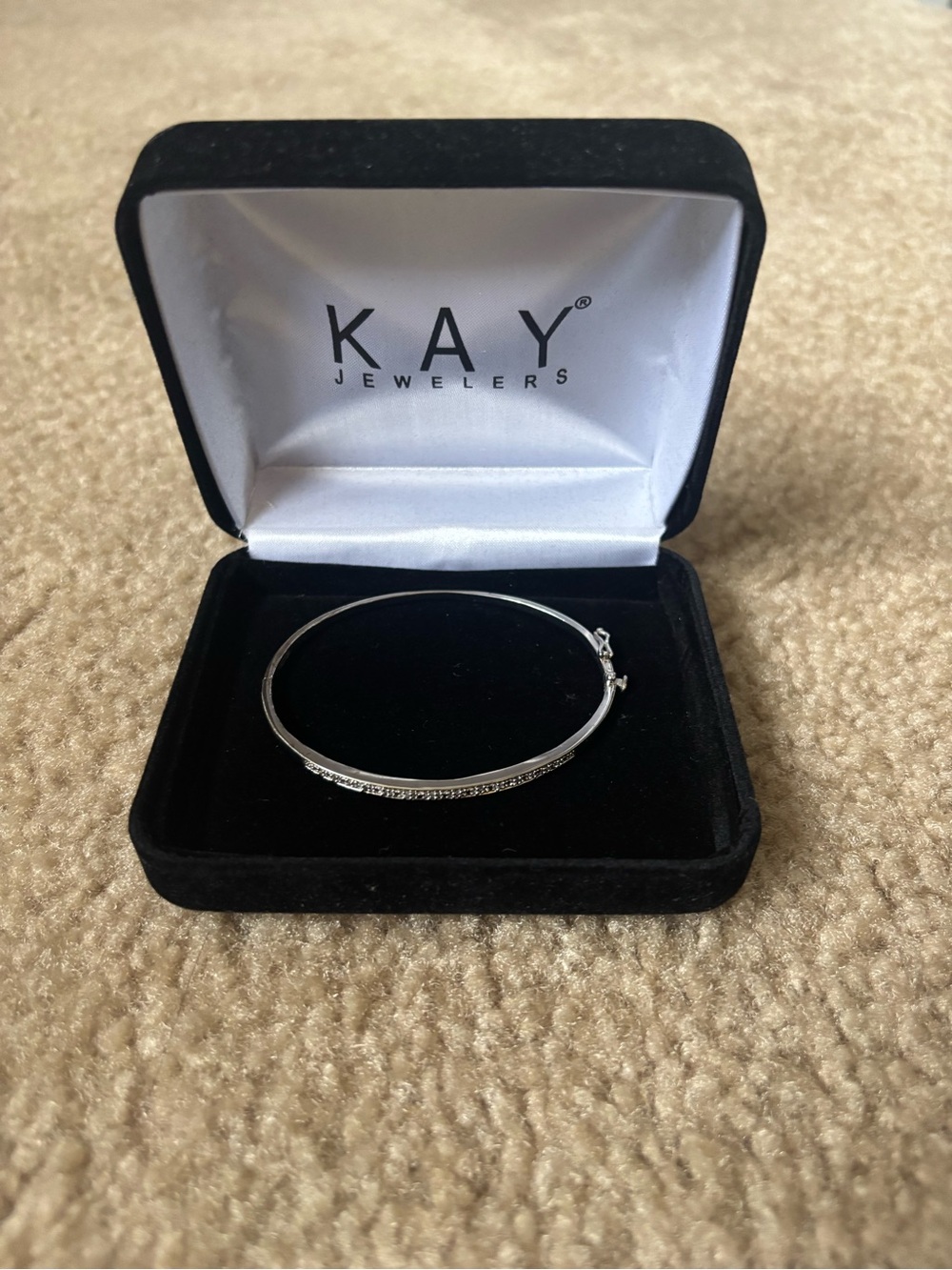 Kay Jewelers Silver Pavé Bangle Bracelet